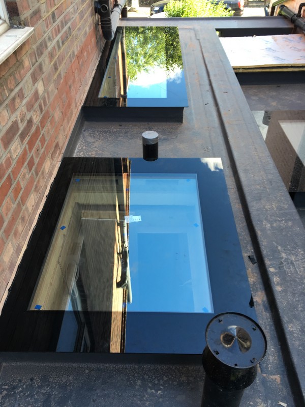 Multiple flat roof skylights on extension in Walthamstow